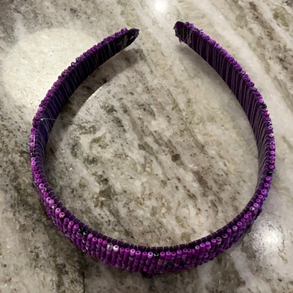 Girls Purple Beaded Headband